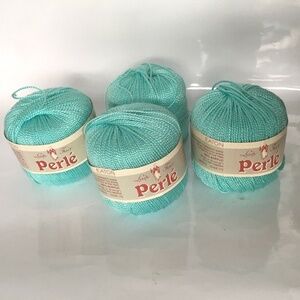 Lot of 4 Vintage Lady Fair Perle Yarn Aqua Teal Acrylic Vintage 50 gm each
